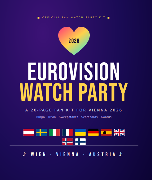 Eurovision Watch Party — 20-page fan kit cover for Vienna 2026